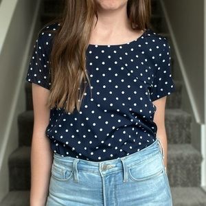 ✨Host Pick✨ Gap Navy Blue Polka Dot Boxy Top